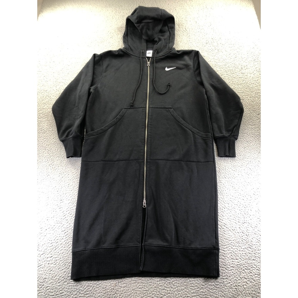 Nike Hoodie Womens Medium Black Phoenix Long Oversized Sportswear Full Zip